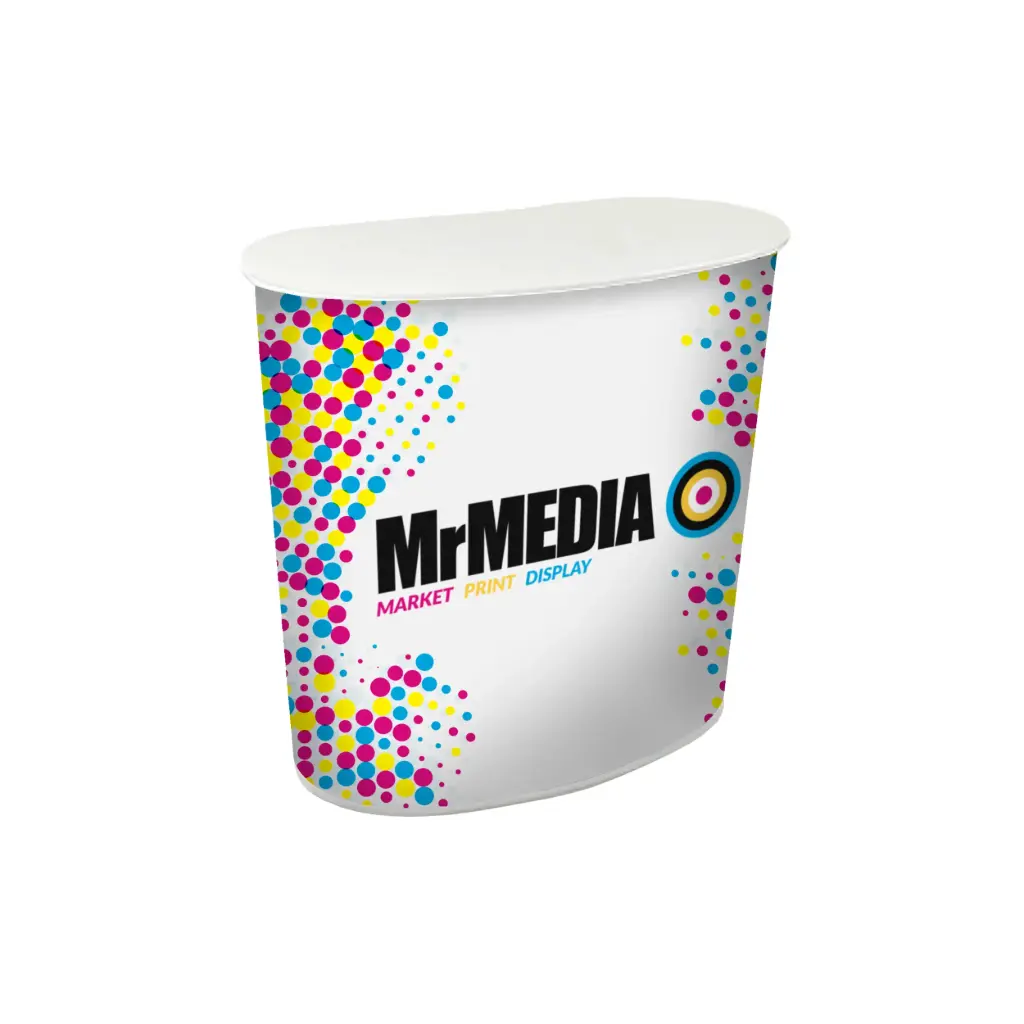 [SKU - KI90DSCKID] Kidney Shaped Promo Counter with Fabric Print & Carry Bag